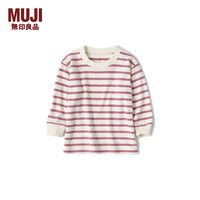 無印良品 MUJI無印良品 婴童 起毛双罗纹织 长袖T恤 卫衣 CC22YA3A 烟熏粉色条纹 80cm(48A)