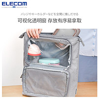 ELECOM透明单肩包多功能妈咪包斜挎包痛包可视化包包轻便休闲包