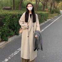 佩茄 韩系毛呢外套女2023爆款秋冬小个子加厚燕麦色中长款呢子大衣