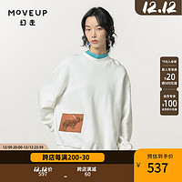 幻走（MOVEUP）纯棉绣花设计师短款卫衣女 米白 L