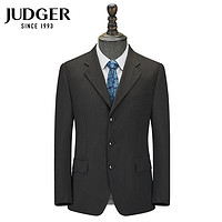庄吉(Judger)男士纯羊毛西装上衣商务休闲毛料西服条纹宽松外套 深咖条纹 175/100B