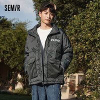 Semir 森马 羽绒服男2022冬季新款宽松卡通满印立领厚款休闲潮流潮牌外套