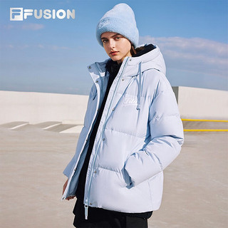 FILA FUSION斐乐潮牌羽绒服女时尚宽松休闲连帽上衣 冰湖蓝-BU 160/80A/S