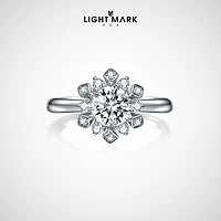 Light Mark 小白光 Lightmark小白光雪花系列18K白金群镶显大钻戒1克拉求定婚戒指女