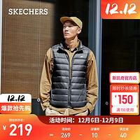 斯凯奇（Skechers）秋冬季男子黑色百搭时尚保暖防风立领羽绒背心外套 男款-碳黑/0018 S