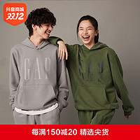 Gap 盖璞 男女装冬季2023新款LOGO碳素软磨抓绒卫衣841332热力感连帽衫