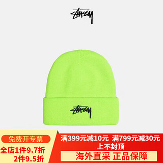 STUSSY  经典logo刺绣翻边针织帽 23冬季 GRL绿色 F