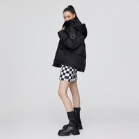BOSIDENG 波司登 女士短款时尚棋盘格连帽羽绒服