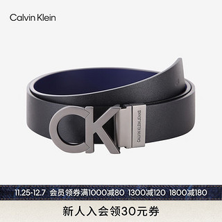 Calvin Klein  Jeans男士真皮休闲双面金属字母带头牛皮腰带礼物HC551H19 003-太空黑 100cm