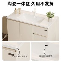 浪鲸 SSWW落地式浴室柜洗手台盆陶瓷一体盆组合洗脸盆柜卫生间洗漱台 120cm普通镜柜