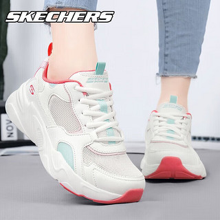 斯凯奇（Skechers）STREET系列老爹鞋女子轻质拼接休闲鞋 WMLT白多彩 37