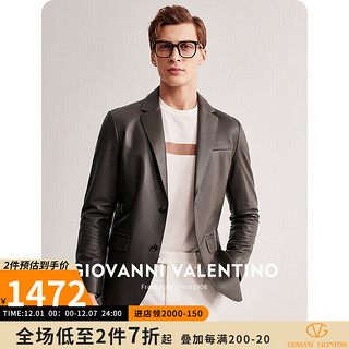 华伦天奴 卓凡尼·华伦天奴（GIOVANNI VALENTINO）商务男士真皮皮衣外套西装纯色绵羊皮西服 深灰 XL（180/96A）