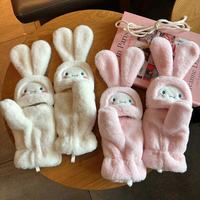 韩谷秀手套女冬季可爱玉桂狗保暖防寒ins毛绒翻盖全指手套 【玉桂狗加绒加厚】颜色 均码