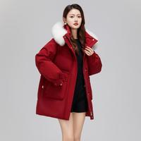 雪中飞 SNOWFLYING 女式短款廓形羽绒服冬年轻小香风外套