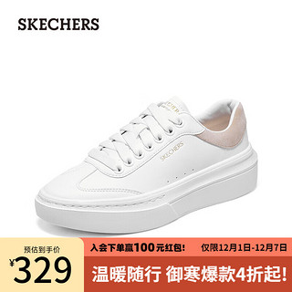 SKECHERS 斯凯奇 女士绑带舒适休闲板鞋185060 白色/粉色/WPK 38.5