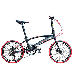 HITO 喜多 德国品牌20寸折叠自行车双管超轻便携铝合金碟刹变速男女成人公路车 X6辐条轮 黑色