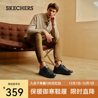 SKECHERS 斯凯奇 男鞋商务休闲鞋 黑色运动皮鞋办公通勤开车鞋210835 全黑色/BBK 43