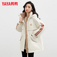 移动端、京东百亿补贴：YAYA 鸭鸭羽绒服 中长款羽绒服 米白色 165/88A(L) YE3B626796A