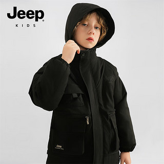 Jeep童装棉服中大童秋冬季棉衣加厚外套冬装青少年 黑色 170cm 