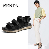 SENDA 森达 夏季新款商场同款简约青年厚底休闲男凉鞋1SL06BL1