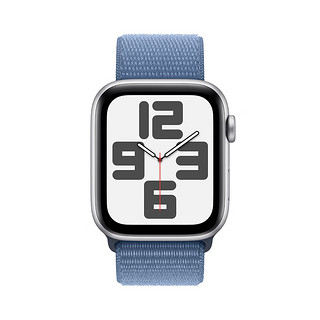 Apple Watch SE 2023款智能手表GPS款44毫米银色铝金属表壳凛蓝色回环式运动型表带 MREF3CH/A