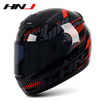 HNJ 摩托车头盔 黑红脉冲+透明镜片+送黑镜片 均码