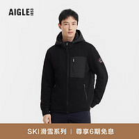 AIGLE【滑雪系列】艾高冬季保暖四面弹全拉链抓绒衣男 黑色 AP261 XXL(190104A)