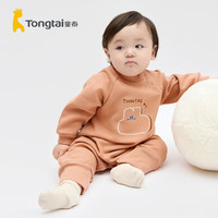 童泰(TONGTAI)婴儿连体衣秋冬季加绒宝宝衣服儿童休闲外出哈衣家居服内衣 橘色 73cm