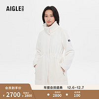 AIGLE艾高23冬季女士户外加厚保暖耐穿时尚收腰全拉链抓绒衣 粉白色 AQ291 36(160/84A)