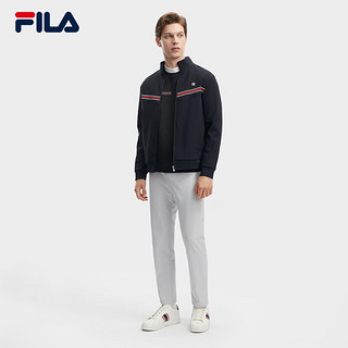 FILA 斐乐男士针织长袖外套2023冬基础简约休闲立领上衣 传奇蓝-NV 170/92A/M