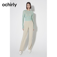 ochirly 欧时力 印花网纱长袖t恤女装上衣显瘦设计感