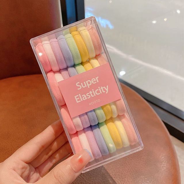 MENGYI 梦逸 儿童发圈高马尾发绳扎头绳女童耐用高弹力橡皮筋小女孩皮套 浅粉色系32根（直径约3.5cm）