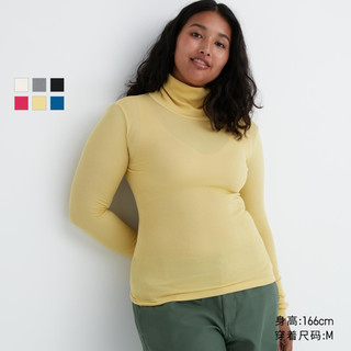 UNIQLO 优衣库 宋轶同款 优衣库女装HEATTECH罗纹两翻领T恤长袖保暖打底460517