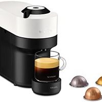 Krups Nespresso、咖啡机、咖啡胶囊、4 杯浓缩咖啡、长咖啡、多种饮料、紧凑、Vertuo Pop、白色可可 YY4889FD