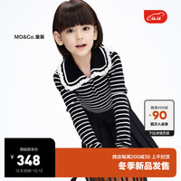 little MO&Co.little moco童装23女童娃娃领翻领含羊毛打底毛衫KBC4SWT021 黑白条色 110/56