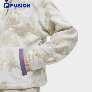 FILA FUSION斐乐潮牌女装上衣女2023冬时尚休闲宽松加绒外套 淀乳色-LK 165/84A/M