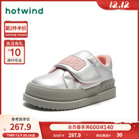 热风冬季女士时尚休闲鞋加绒保暖雪地靴防滑魔术贴 13银色 34