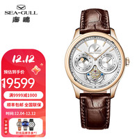 海鷗表(SEA-GULL)海鸥手表男士陀飞轮机械表鳄鱼皮表带手动上链国表8830 518.12.8830