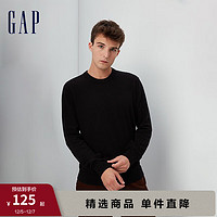 Gap 盖璞 男装秋冬2023新款时尚纯棉圆领长袖针织衫737297套头休闲毛衣 黑色 180/96A(M)