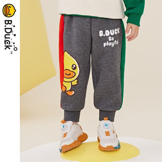 B.Duck【加绒】小黄鸭童装男童长裤冬季男宝宝裤子儿童运动裤 深花灰 100cm