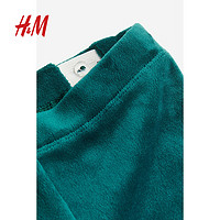 H&M童装女婴套装时尚可爱2件式丝绒套装1187749 翠绿色 100/56