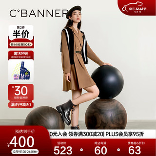 C.BANNER千百度增高马丁靴女鞋潮流百搭洋气小短靴保暖 黑色 34