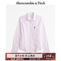 ABERCROMBIE & FITCH女装 小麋鹿白领气质通勤纯色百搭美式复古长袖衬衫 KI140-4115 浅粉红色条纹 XS (160/84A)