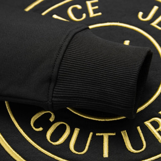 VERSACE 范思哲 Jeans Couture男装 男士V字印花圆领卫衣 黑色 XL