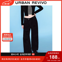 UR冬季女装时尚高街时髦个性做旧牛仔宽腿裤UWV830088 黑色 26