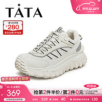 他她（TATA）商场同款运动活力休闲厚底圆头女鞋WC401CM3 白色 34