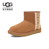 UGG 2023冬季新款女士舒适休闲纯色平底圆头溢毛LOGO雪地靴1153473