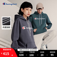 Champion卫衣男秋冬美式学院草写短款上衣女套头 深灰色 S