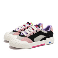 飞跃（Feiyue）休闲鞋女鞋彩虹撞色低帮运动板鞋女鞋多巴胺饼干鞋子 灰/黑/粉红 36