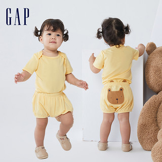【U先试用】Gap婴儿纯棉轻薄宽松爬爬裤858556夏季新生儿尿布裤